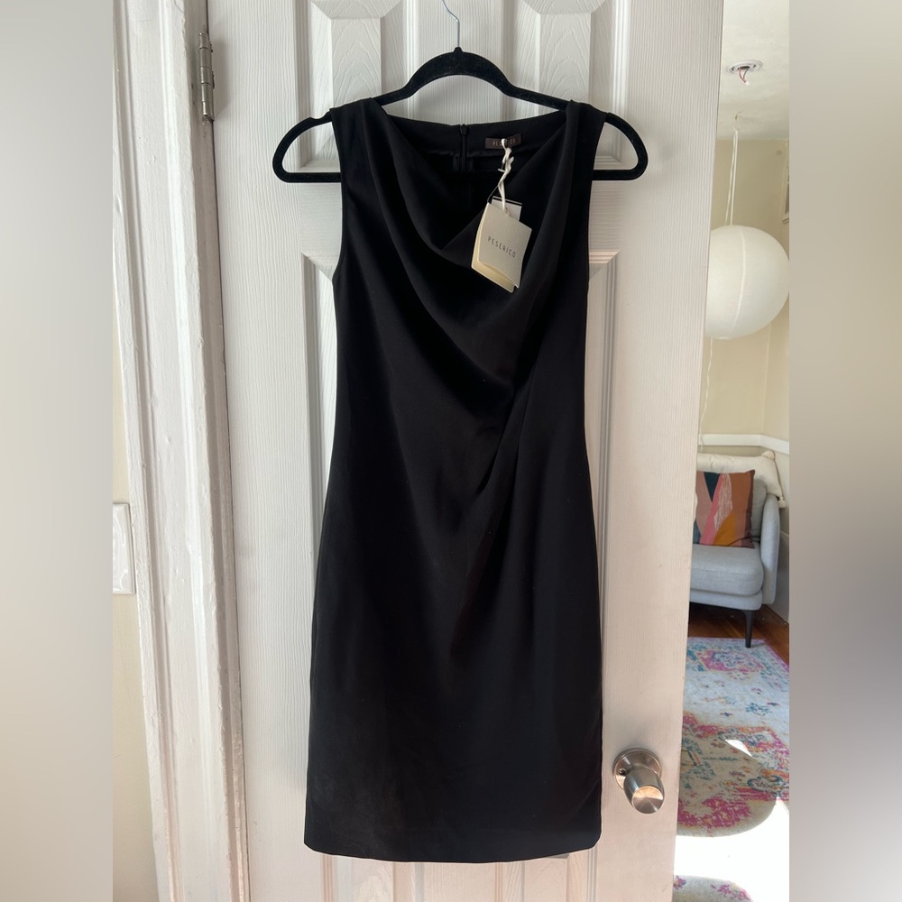 Peserico Black Cowl Neck Sheath Mini Dress